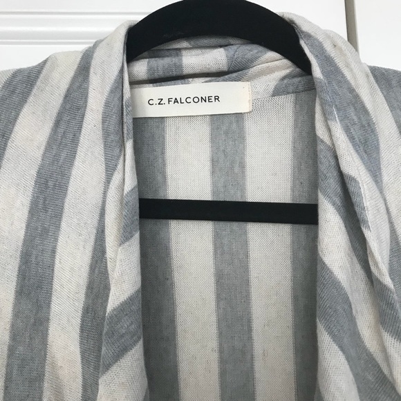 C.Z. Falconer Open Front Stripe Waterfall Cardigan - Picture 3 of 6